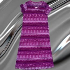 Vintage 2000s purple boho pattern lettuce edge maxi dress.